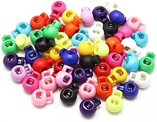 IRYNA 50Pcs Plastic Spring Cord Locks Multicolor Cord Locks End Round Toggle Stoppers Spring Cord Lock Elastic Adjustment Hole Cord Stopper