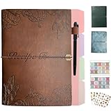 Suaetiai Blank Recipe Book to Write in Your Own Recipes, Blank Cook Book, Leather Recipe Ring Binder, Personalized Recipe Notbook, Recipe Journal Hold 154 Recipes (Long Recipes & Short Recipes) Brown