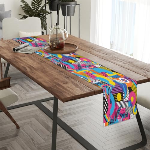 Chemin de table abstrait de 274,3 cm anti-rayures pour grande table