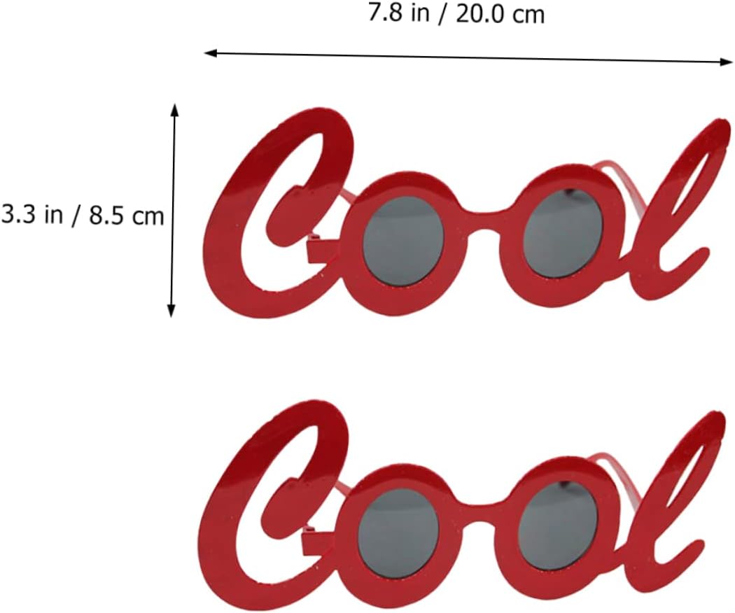 SHOWERORO 2Pcs Cool Letter Shaped Eyeglasses Props Made of Abs Material Lightweight Party Glasses Decor for Festival Photo Booths and Home Gatherings