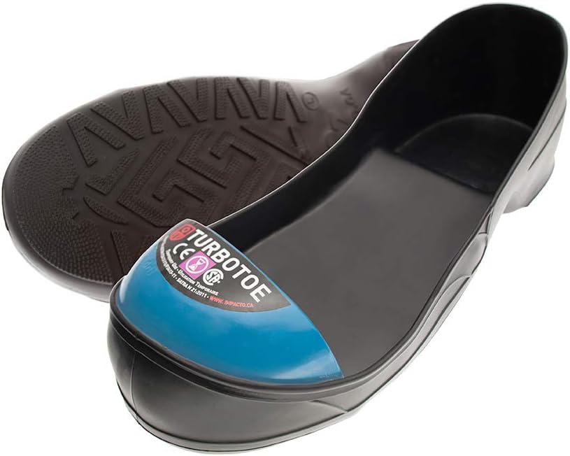 IMPACTO® TURBOTOE Steel Toe Cap Overshoes Blue XLrg M12-13 - Protects Toe from Impact/Crushing - Comfortable Over Shoes & Boots - Flexible PVC, Non-Slip Treads & 100% Waterproof - Meets ISO