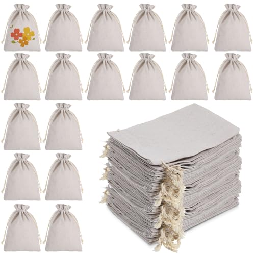 100 Pcs Rustic Burlap Bags Bulk 5 x 7 In Burlap Gift Bags with Drawstring by PercyEffie - Used condition - US$17.23