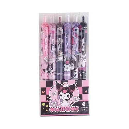 Katartizo 6-Pcs Ballpoint Pens, Comfortable Writing Pens, Pastel Retractable Pretty Journaling Pens, Black Ink Medium Point 0.5 mm Gift Pens, Cute Pens Office Supplies for Women