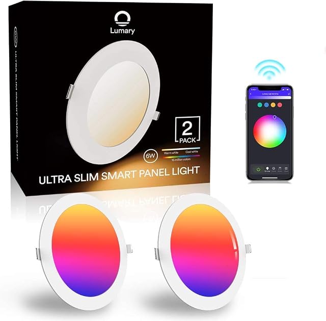 Recessed Ceiling Lights, Lumary 6W LED Ceiling Lights, 16 Million Colors Dimmable Multi-Color LED recessed Downlight, Compatible with Alexa & Google Assistant, 2 Pack