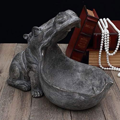 BOLANA Hippo Bowl Big Mouth Hippo Storage Figurine Key Bowl Resin Hippo