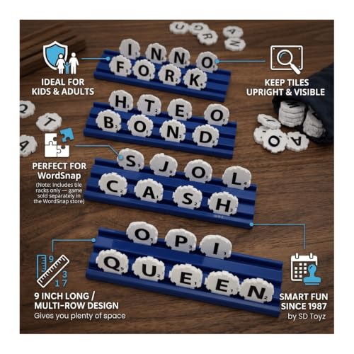 Tile Racks for Word Strategy Game, Set of 4 Plastic Stand Holders for Word Puzzle Tiles