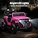 Hikiddo 2 Seater Ride on Toy Car for Kids, 24V 4x4 Ride-on Truck Kids Electric Car w/Remote Control, 4x200W Motors - Hot Pink