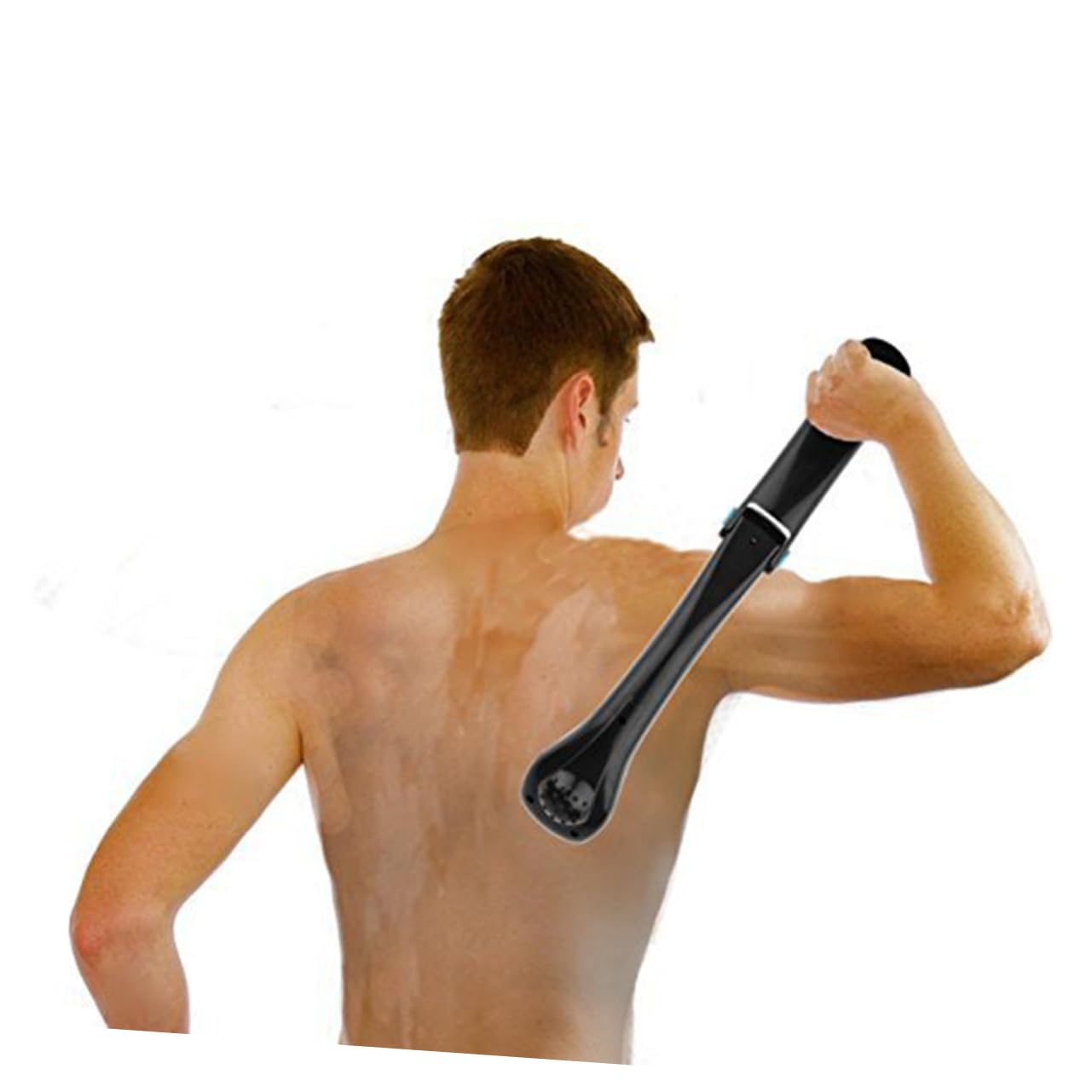 VALICLUD Electric Back Shaver for Men DIY Body Grooming Razor for Hair Removal Battery Operated Hair Remover Sleek Black Finish