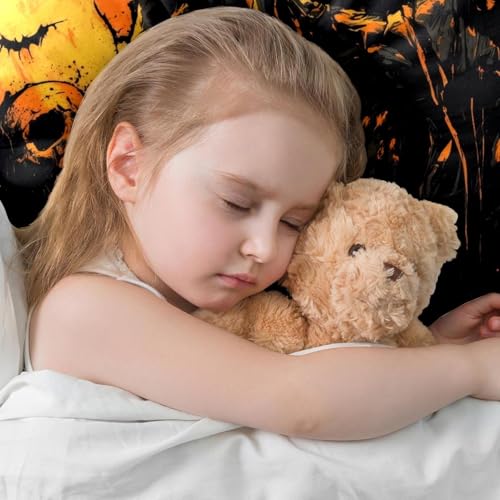 Housse de coussin Halloween velours 50x50 lavable sans décolorer