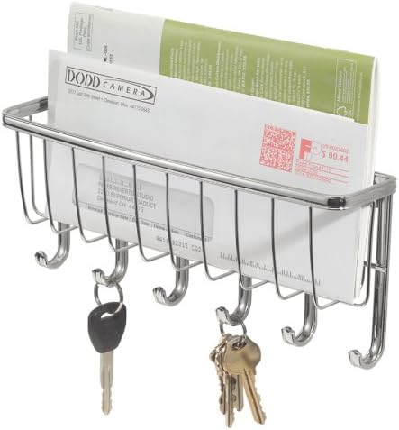 iDesign Key Holder for Wall, Wall Mounted Rack for Keys and Letters, Made of Robust Metal, Silver