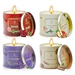 Scented Candles Gift for Women,4 Pack Natural Soy Wax Candle Long Lasting Rose Lavender Sandalwood Apple Fragrance Candles Gift for Mothers Day, Birthday, Thanksgiving Day, Christmas, Valentines Day
