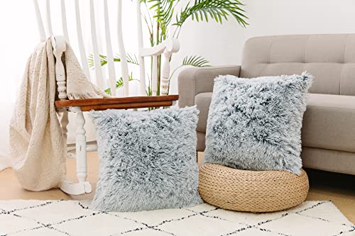 Image of Faux Fur Throw Pillow Covers for Couch Decorative Pillows 20x20 Inches
