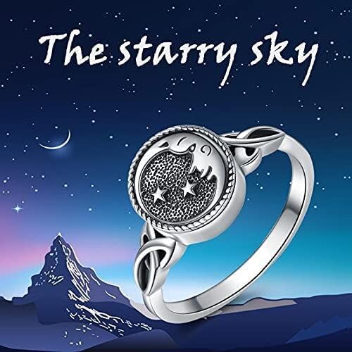 YAFEINI Moon and Star Urn Ring for Ashes Sterling Silver Memorial Keepsake Rings Cremation Jewelry for Women (11)