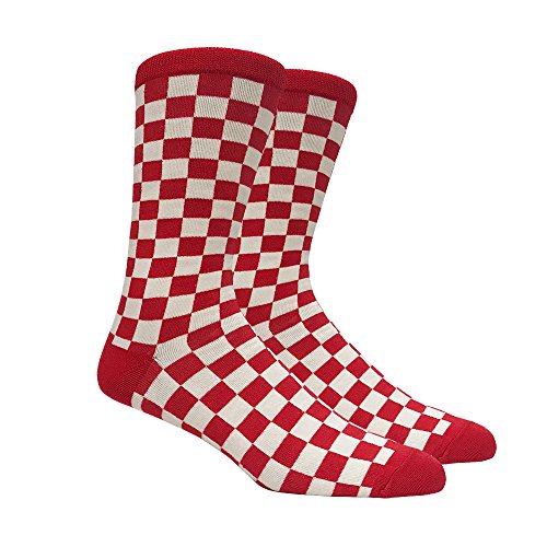 Mens Red and White Checkered Socks