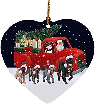 Christmas Express Delivery Red Truck Running Cane Corso Dogs Heart Christmas Ornament RFPOR58078