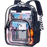 UFNDC Clear Backpack for Men and Women, Heavy Duty PVC Transparent Bookbag,See Through Backpacks - B