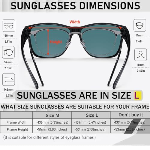 Image of GEGURI Polarized Sunglasses Fit Over Glasses for Men Women, Oversized Square Sun Glasses UV400 Protection Shades