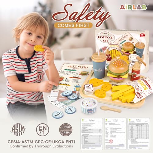 Airlab Faste-Food Dinette Bois Enfant 3 Ans Jeu de Rôle Restauration Rapide – vue 7