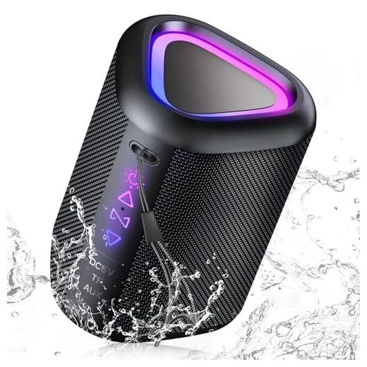 aowoka 2025 Enceinte Bluetooth Portable sans Fil avec Lumière LED, Bluetooth 5.4, 24 hrs, Basses Puissantes, Étanche IPX7, Idéal pour Les Voyages, Le Sport, Les Fêtes et Le Cyclisme, Noir