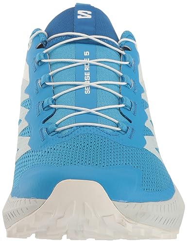 Salomon Men's SENSE RIDE 5 Trail Running Shoes for Men, Ibiza Blue / Lapis Blue / White, 10