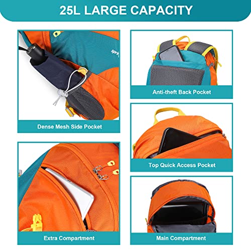 Cajmols Lightweight Hiking Backpack Water Resistant,25L Daypack Small Backpack For Travel (Orange, 25L) #TOP4