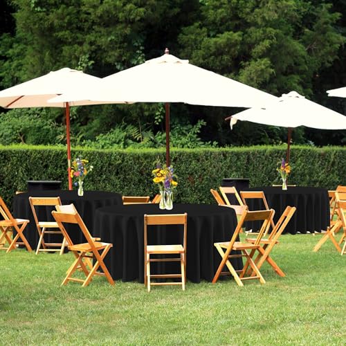 Image of sancua 120 Inch Round Tablecloth Black, 8 Pack - Circle Polyester Fabric Table Cloth for Wedding Party Reception Banquet Birthday, Washable Formal Table Cover (Fit 48-96 Inch Tables)