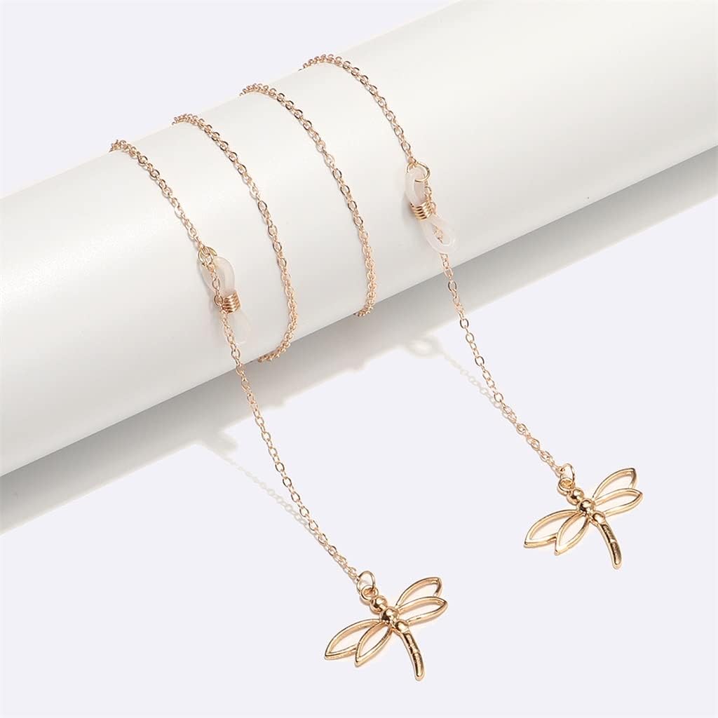 Metal Eyeglass Rope Gold Hollow Dragonfly Pendant Handmade Chain