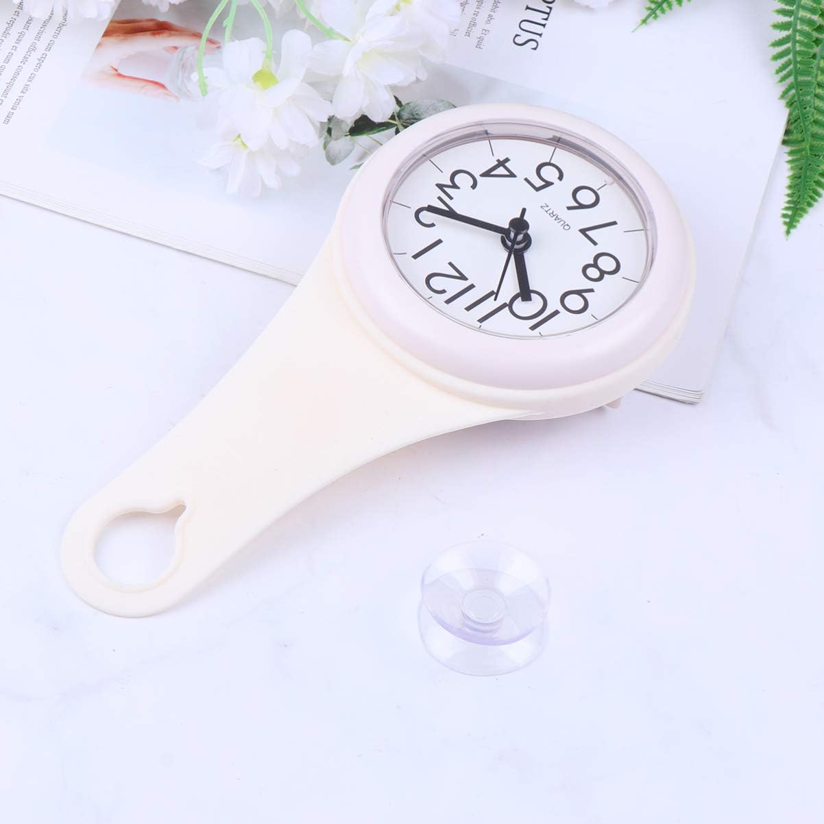 Hemobllo Waterproof Bathroom Modern Wall Clock Shower Timer Silent Alarm Clock Suction Cups