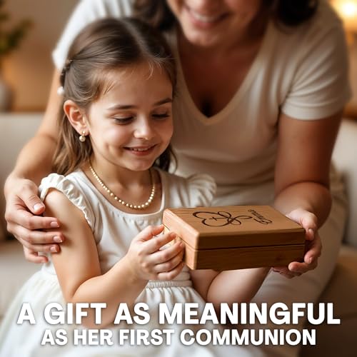 Personalized Wooden Jewelry Box for First Communion with Engraved Name – Jewelry Box Keepsake with Velvet Interior Christian Gift for Girls, Granddaughter or Godchild, Custom Name Jewelry Organizer3