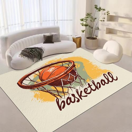 Tapis Moderne Lavable et Antidérapant Jaune Motif Basket 160x230 - 4