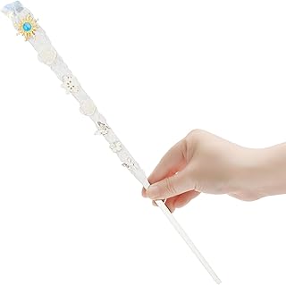 Rileryan Crystal Gemstone Princess Wand Fairy Wands Princess Party Supplies Handcrafted Magic Wand for Witch Wizard Halloween Christmas Decor Accessories Birthday Gift (White)