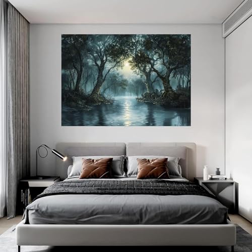 Impression sur toile paysage de lac forestier WODJEM déco murale 70x100cm - 4