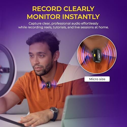 Image of Digitek DWM 103 Mini 2-in-1 Wireless Microphone, 2.4G Wireless Mic, 40m Range, 6Hr Battery, Noise Reduction, for iOS & Android Smartphone, Ideal for Live Interviews Meetings, Vlogging Live, Streaming