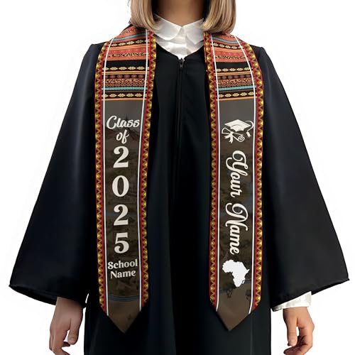 Custom African American Graduation Stole,Personalized Kente Graduation Sash,Class of 2025 African Graduation Stole S283