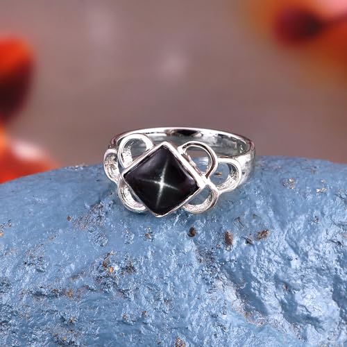 Generic Black Star Sapphire Ring Statement Handmade Ring 925 Sterling Silver Stackable Ring Promise Unique Ring4