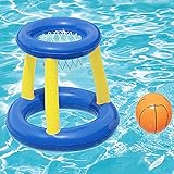 WZFANJIJ Pool Spielzeug, Aufblasbarer Pool Float Set Volleyballnetz Und Basketball Hoops Balls, Spielzeug Floating Volleyball Netz FüR Schwimmbad Basketball Reifen