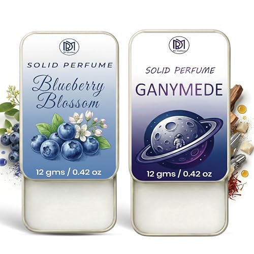Image of Dr.Mashur Solid Perfume |blueberry blossom&Gandmede Alcohol Free Wax Perfume Balm, Long Lasting | Pocket Tin 12g, Pack Of 2| Non Greasy Smooth Glide, Travel Friendly Unisex