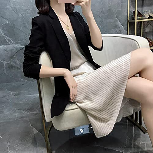 Dawwoti Blazer feminino de manga longa com um botão Shrug Suit de manga longa justa blazer cardigã,
