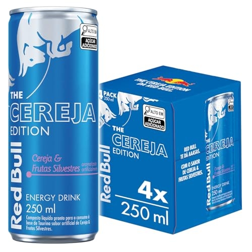 Pack de 4 Latas Red Bull Energético, Cereja e Frutas Silvestres, 250ml Pack de 4 Latas Red Bull Energético, Cereja e Frutas Silvestres, 250ml