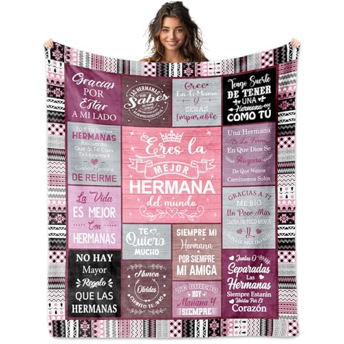TRISG Regalos para Hermanas, regalo para Hermana Dia de Las Madres, regalos para hermana manta de 60 x 50 pulgadas, regalos de cumpleaños para hermanas, regalos para hermanas en español, regalo de