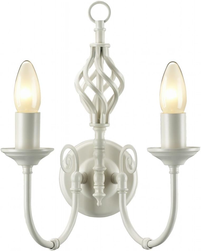 Traditional Barley Knot Twist 2 Light Sconce Wall Light Lamp, Lighting Cream