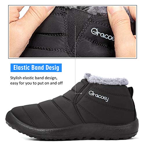 gracosy Warm Snow Boots, Winter Warm Ankle Boots, Fur Lining Boots,Waterproof Thickening Winter Shoes for Women and Men3