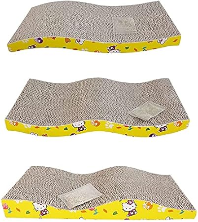 Royale Dog Cat Scratching Board, 3 Different Shapes of Scratching Board, Recyclable Corrugated Cardboard, Scratch Resistance, with Catnip Leisure Sofa Cat Toy