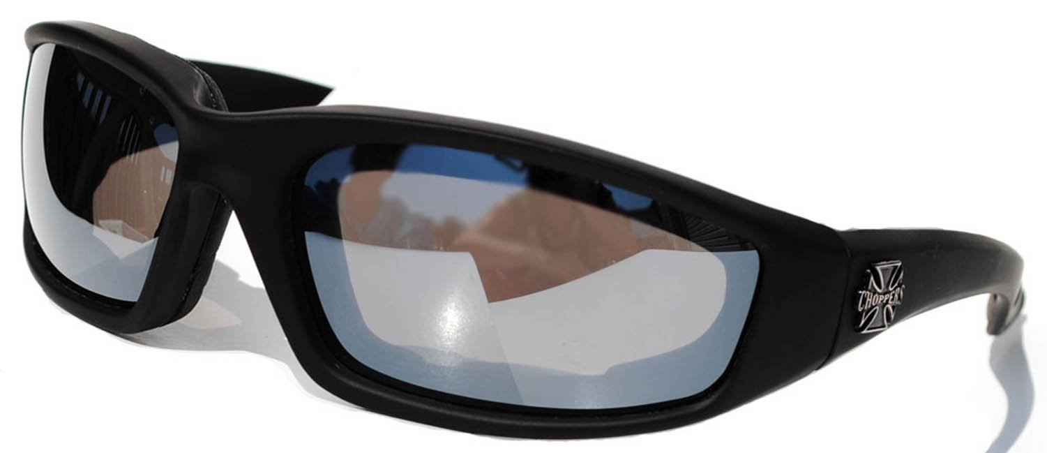 Choppers La Guida Notturna Equitazione Imbottite Moto Occhiali 011 Telaio Nero con Lenti Gialle 2 Nero Medio Nero - Lente a Specchio