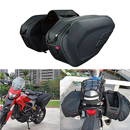 Shkalacar Bolsa para asiento trasero de motocicleta, bolsa de sillín, bolsa lateral, bolsa para bicicleta, organizador, organizador de asiento trasero, universal, 36 – 58 l, con funda impermeable