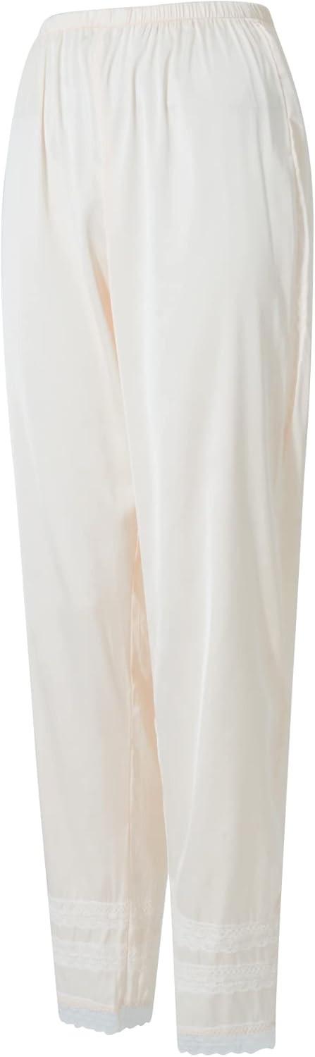 Women's Silk Pettipants Slip Ankle Length Snip-it Pant Liner Satin Culotte Slip Elastic Waistband Lace Sleep Pants - Image 6