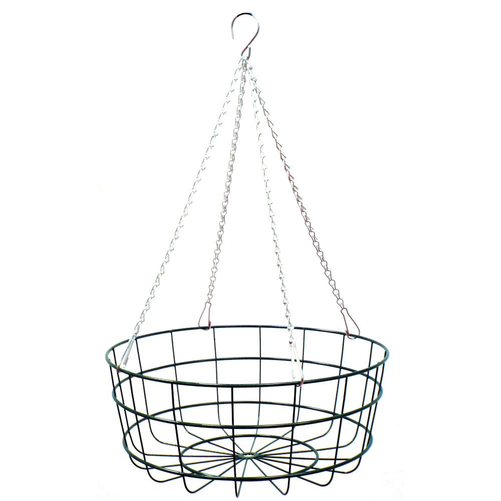Pack of Two - 18" Heavy Duty Flat Bottomed Professional Hanging Baskets With Strong Clip On 4 Strand Chains