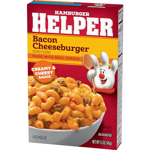 Image of Hamburger Helper Bacon Cheeseburger Pasta Meal (5.1 oz - 12 Pack) No Artificial Flavors, Ready in 3 Easy Steps, Quick Meals Perfect for Midweek Dinners, Busy Evenings & Families On-the-Go