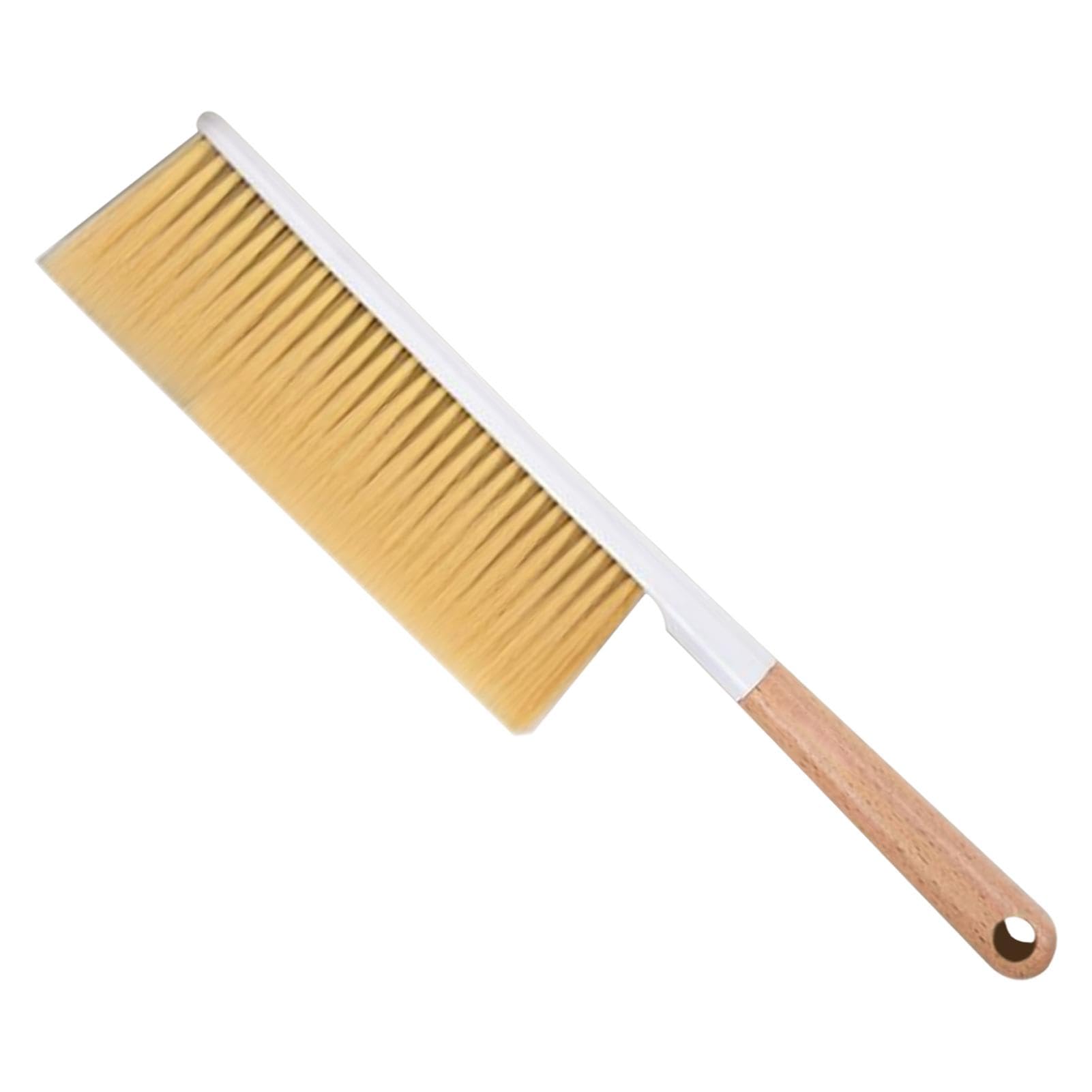 Hand Broom With Wooden Handle - Soft Bristle Brush For Car, Desk & Home Cleaning