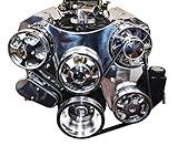A-Team Performance Small Block Serpentine Front Drive System Complete With Brackets and Pulleys, Water Pump, Alternator, A/C Compressor and Power Steering Reservoir Compatible with Chevy Chrome